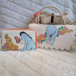 Loungefly Disney Winnie the Pooh Eeyore Floral Handbag Wallet Set New